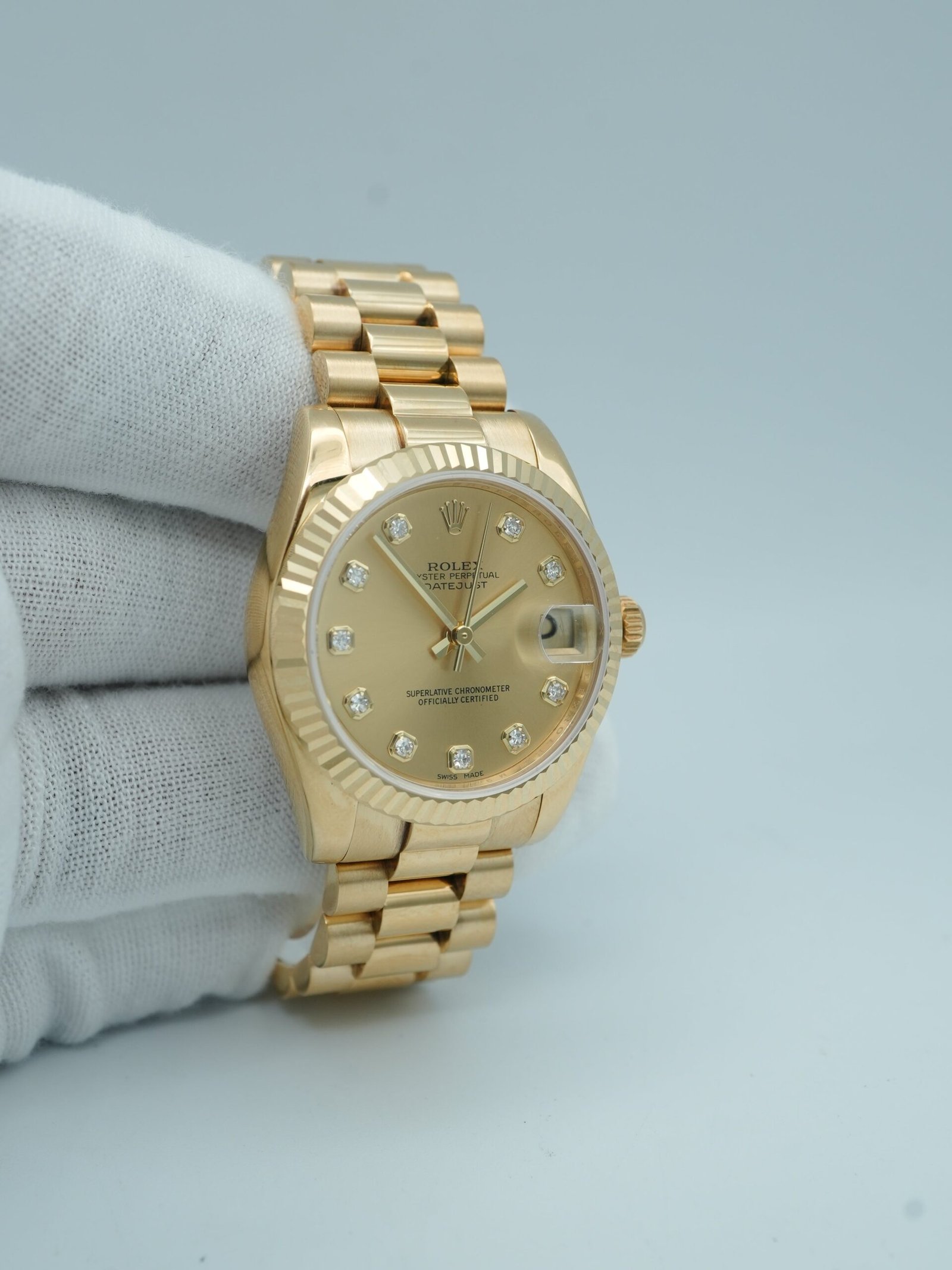 Rolex Datejust 31 mm / Champagne Diamond – President – Bild 4
